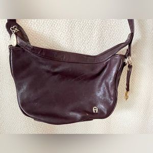 Etienne Aigner Dark Brown/ Burgundy  Shoulder Bag